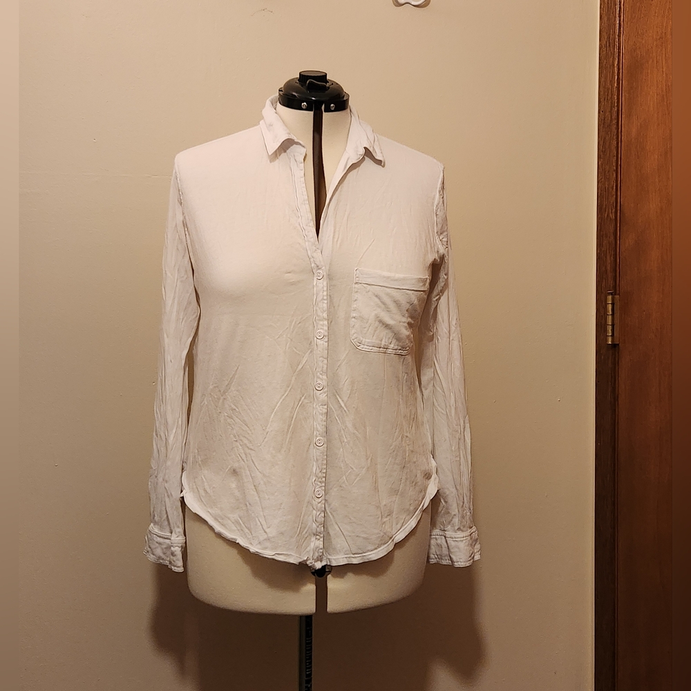 Bobi xlarge white Knit Blouse 100% Cotton!